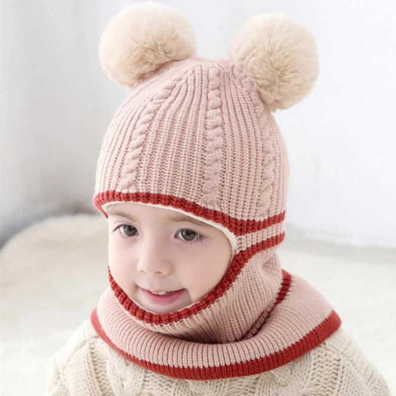 2 To 6 Years Old Boy Girl Beanie Protect Neck Animal Windproof Winter Child Knit Hat Kids Girls Earflap CapsXJ241213