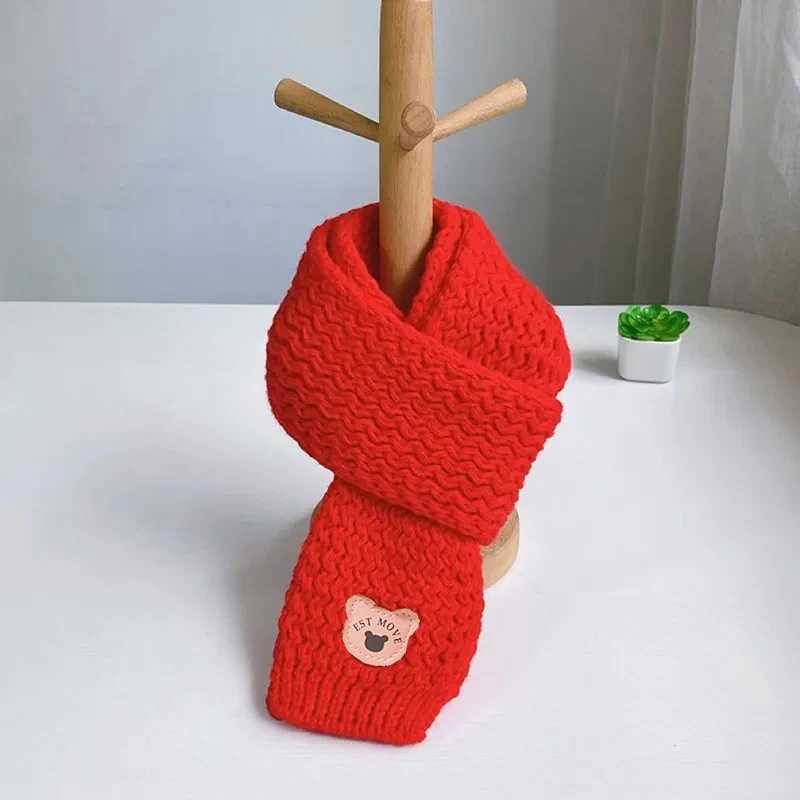 Scarves Wraps Cute Bear Baby Scarf Boys Girls Child Neckerchief Outdoor Keep Warm Fall Winter Knit Scarves for Kids Korean Babies Accessories H241213