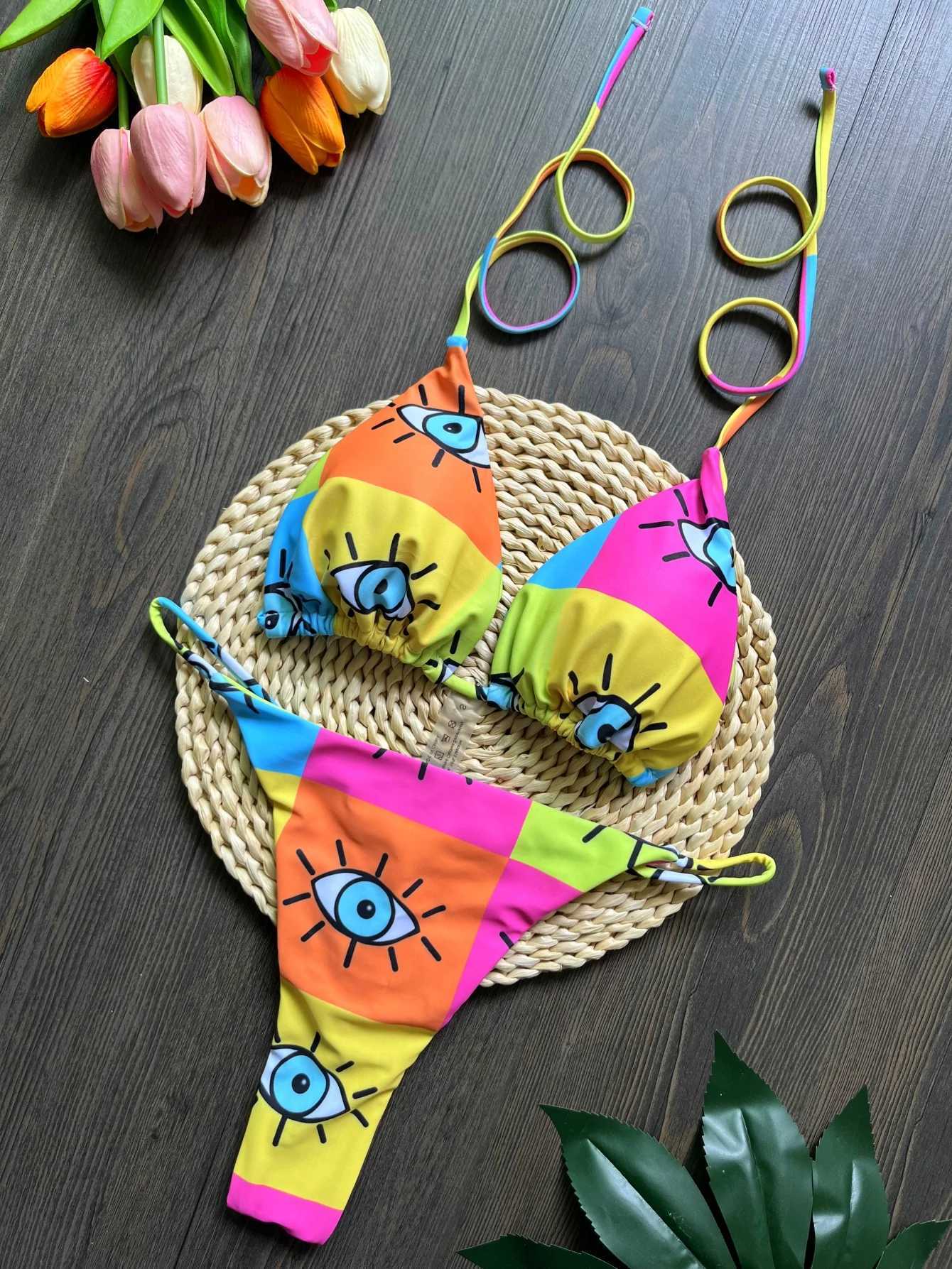 RUOTONSEPT New Sexy Print Bandage Bikini Set Womens Swimsuit Two-piece Triang Halter Swimwear Bathing Suit Brazilian BiquinisXJ241212