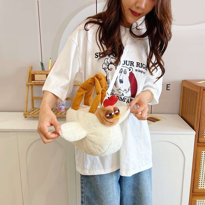 Trendy, funny, creative, healing, Gugu chicken, ugly, plush toy, girl's stylish, cute handbag, crossbody bag