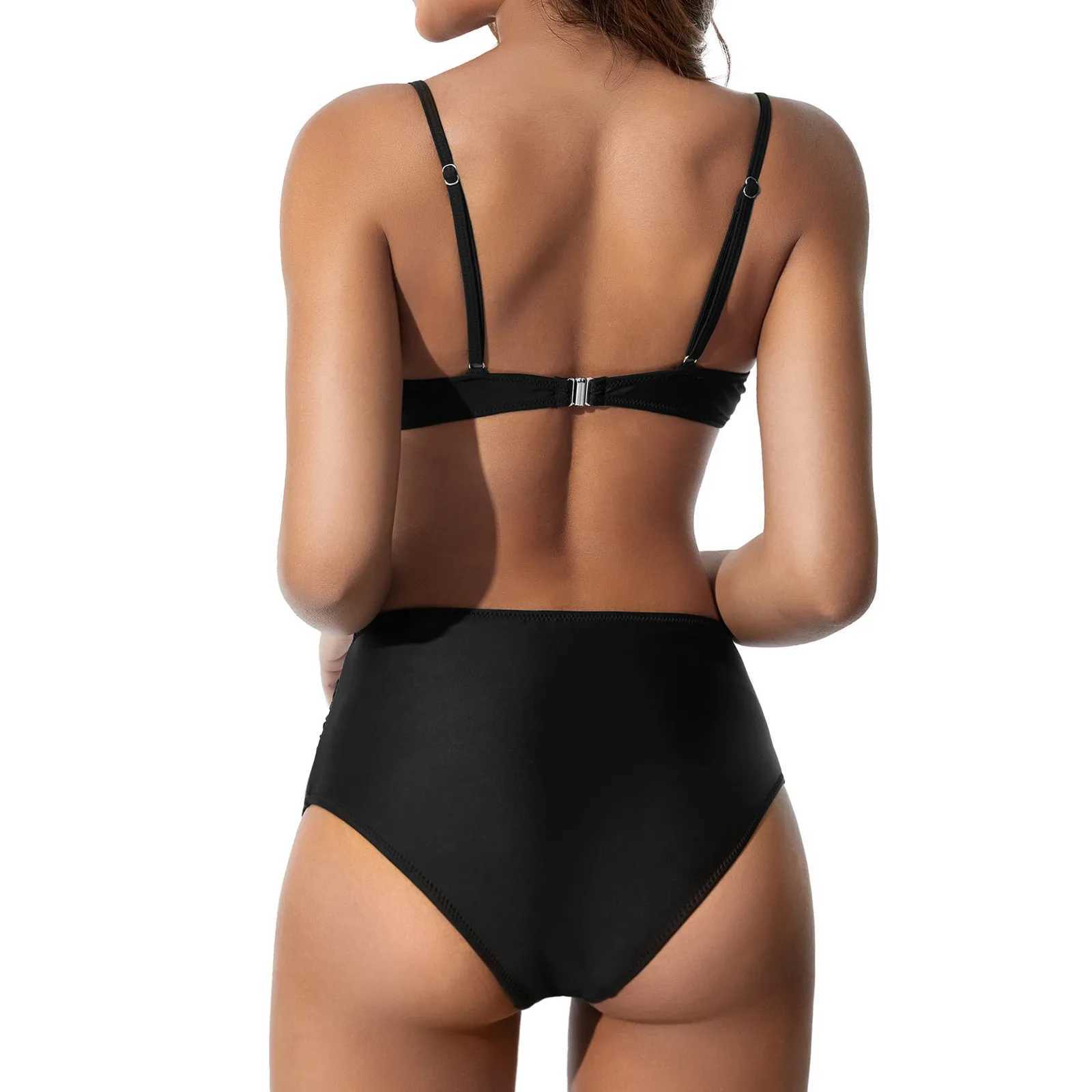 High Waist Bikini 2024 Woman Swimsuit Women Swimwear Bathing Suit Padded Push Up Ruched Swimsuit Women Bikini SetXJ241212