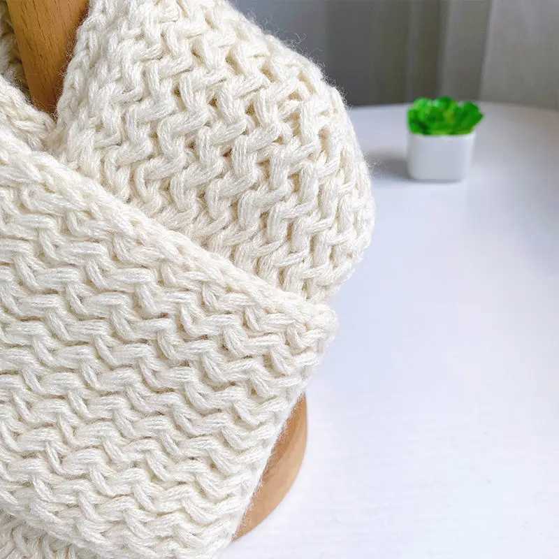 Scarves Wraps Winter Knitted Wool Scarf for Baby Cute Cartoon Bear Infant Short Scarves Korean Warm Solid Color Kids Boys Girls Neckerchief H241213