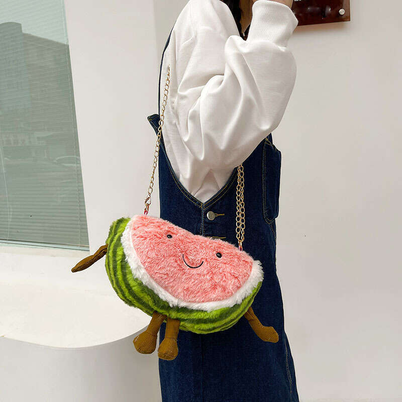 Personalized Watermelon for Women 2023 Winter New Cartoon Cute Plush Bag, Small and Sweet Crossbody Bag