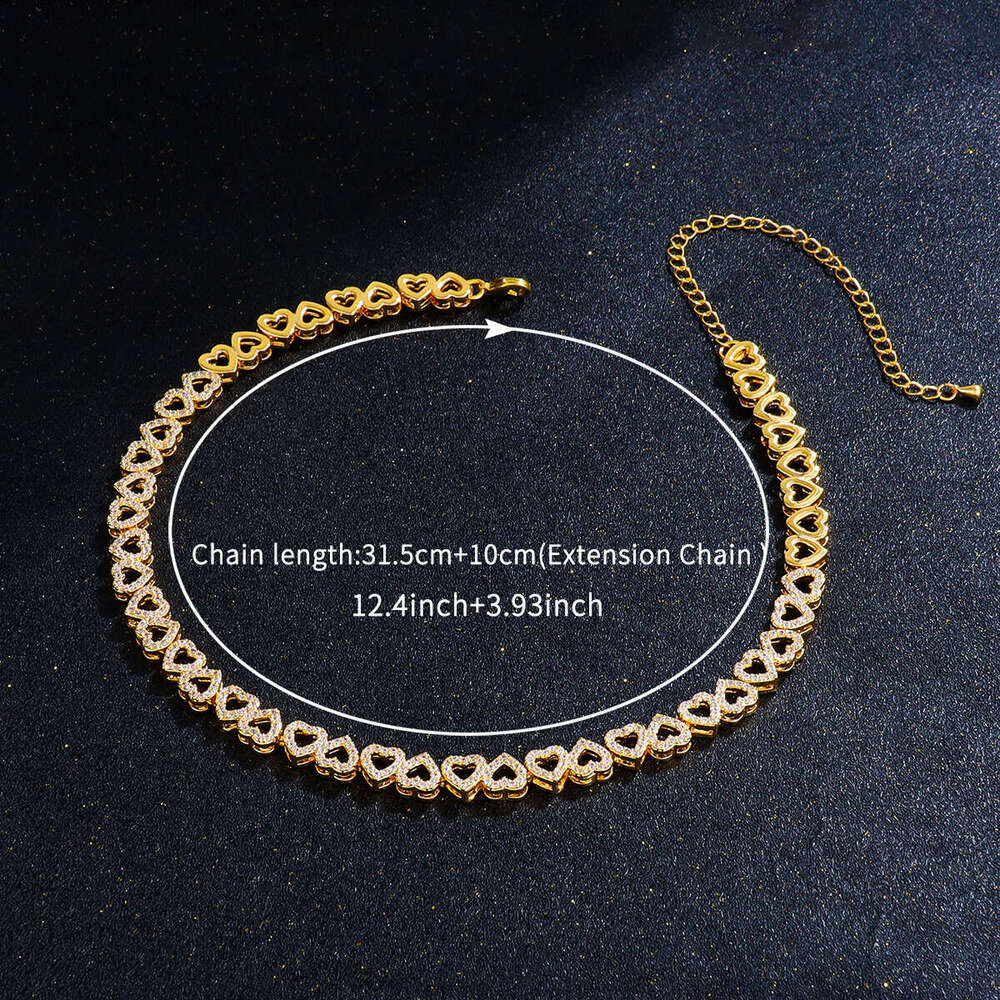 Brand Gold or Sier Color Plated Shiny Cubic Zirconia Heart Bracelets for Women Girls Moms Gifts