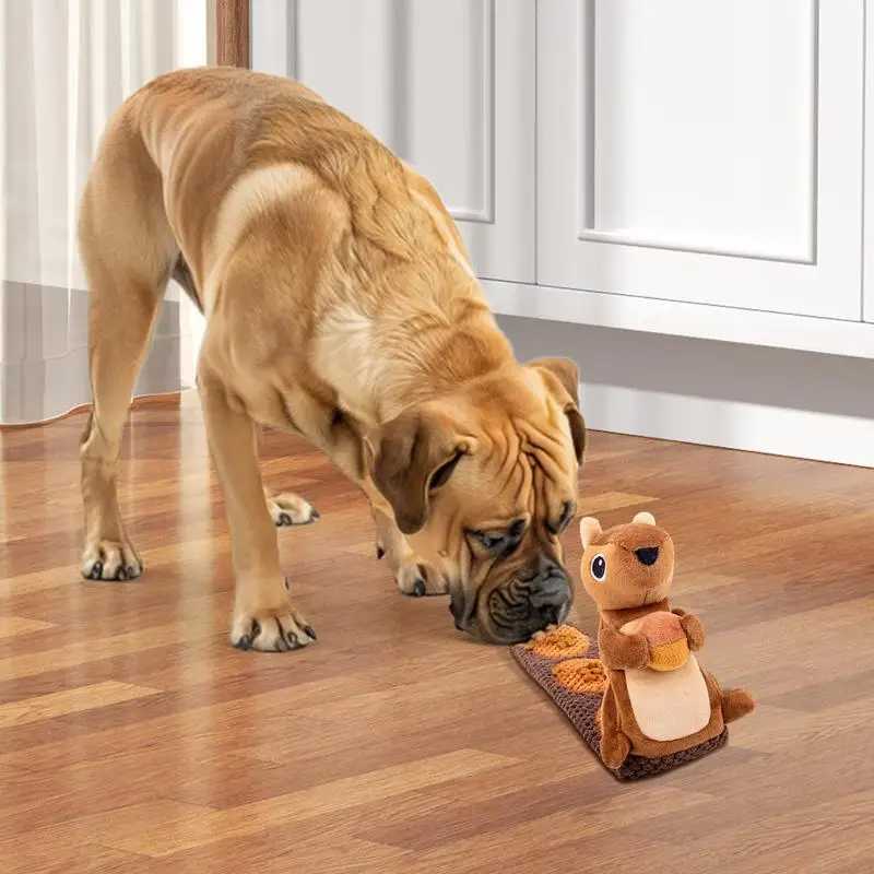 Squirrel dog toy velvet squirrel shape foraging instinct training puppy toy interactive dog puzzle toy with sound device X241213
