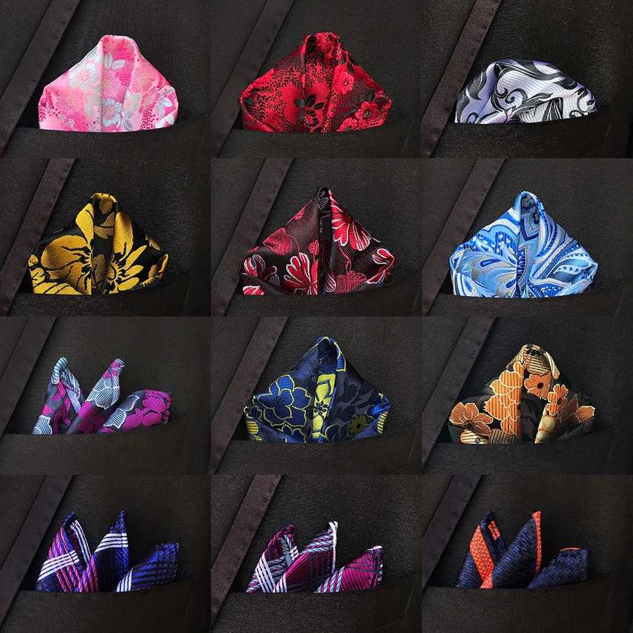 43 Colors Mens Handkerchief Plaid Floral Stripes Hankies Hanky Business Pocket Square Chest Towel 25*25CM W241213