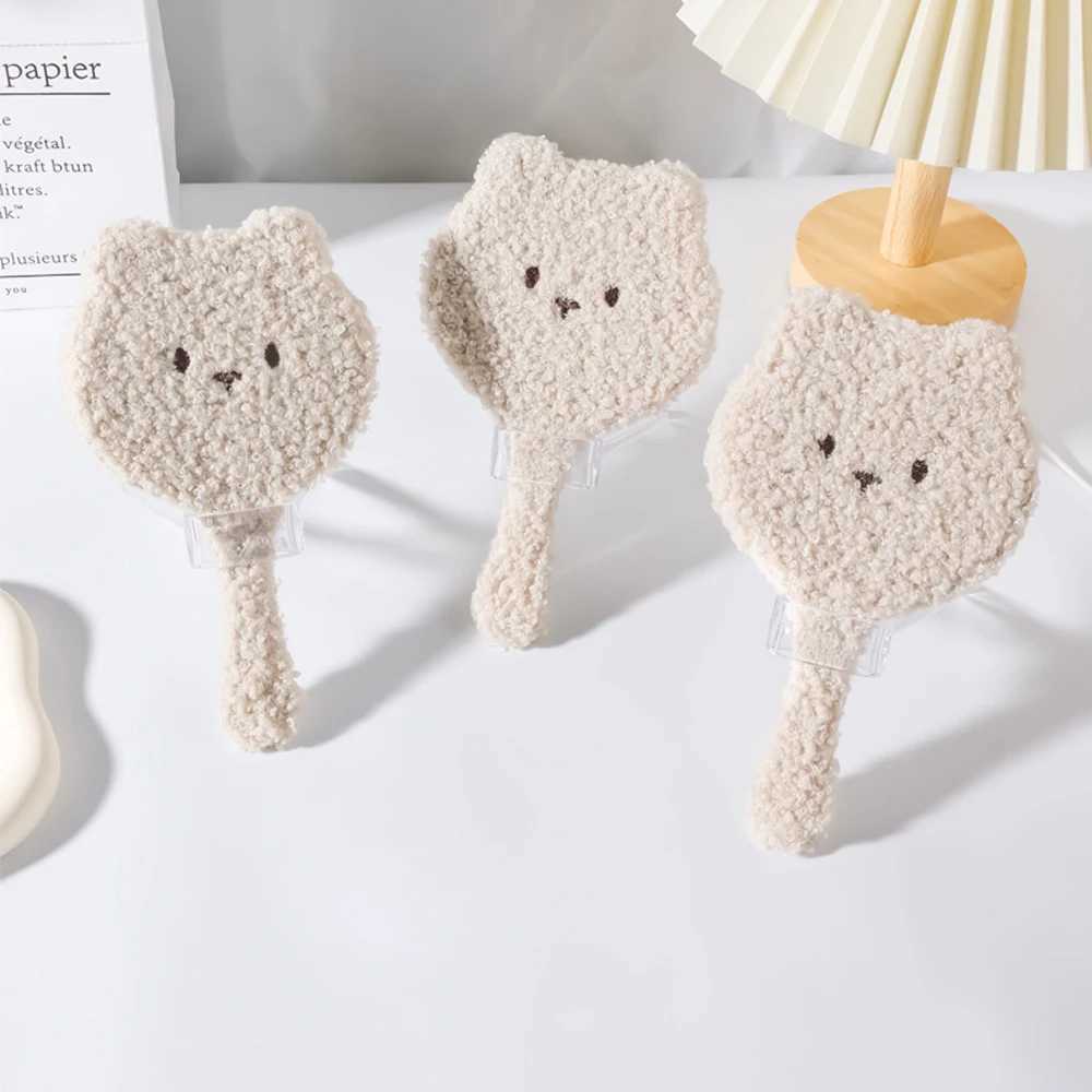 1 Pcs Cute Plush Bear Hand Held Mirror For Makeup 10x17.5cm High-definition Small Portable Handheld Mirror Cosmetic Beauty ToolsXJ241213