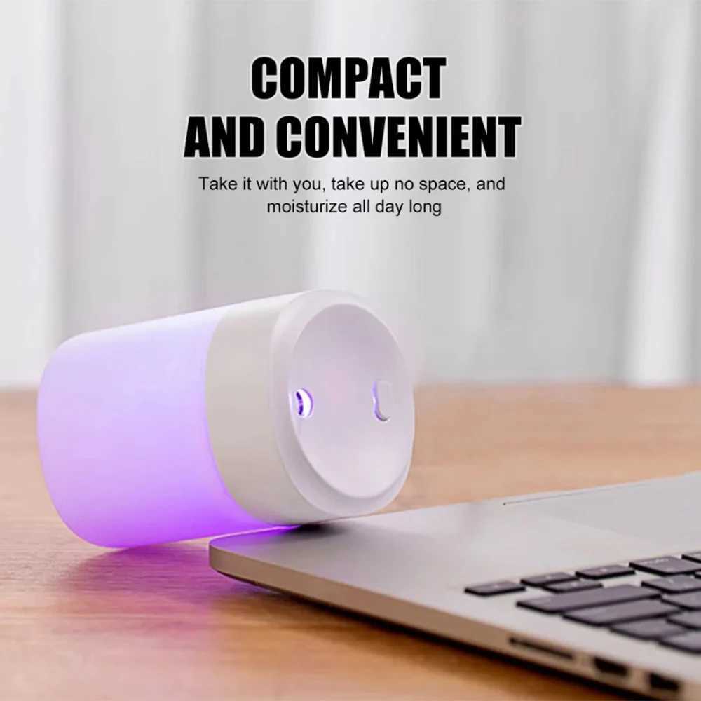 200ML Mini Humidifier USB Ultrasonic Air Humidifier LED Lamp Essential Oil Diffuser Car Purifier Aroma Anion Mist Maker PortableXJ241213