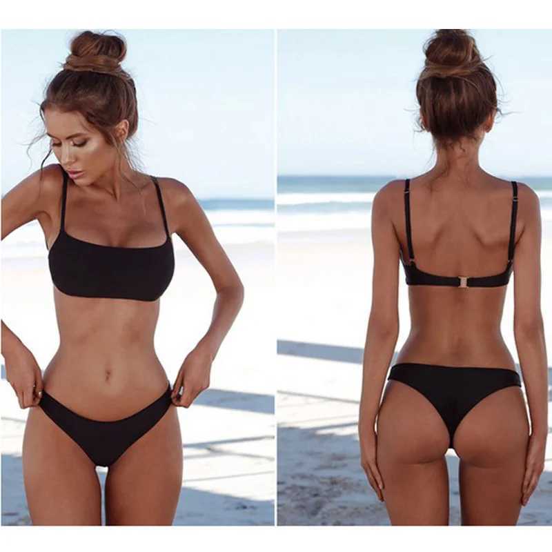 New Solid Sexy Bikini Set Women Swimming Suit Fashion Swimsuit Two-Piece Swimwear Bathing Suit Fa Biquini XL SetsXJ241212