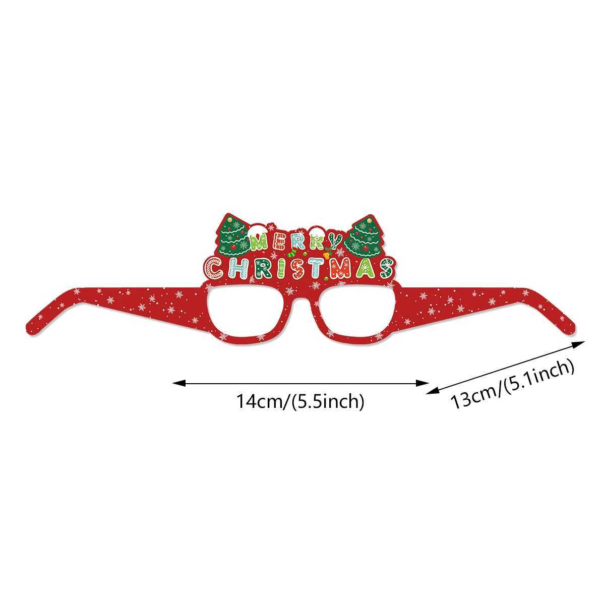 Sunglasses 6/12Pcs Cartoon Merry Christmas Paper Glasses Santa Claus Snowman Elk Xmas Tree Glasses Xmas Party Kids Gift Prop Supplies H241213