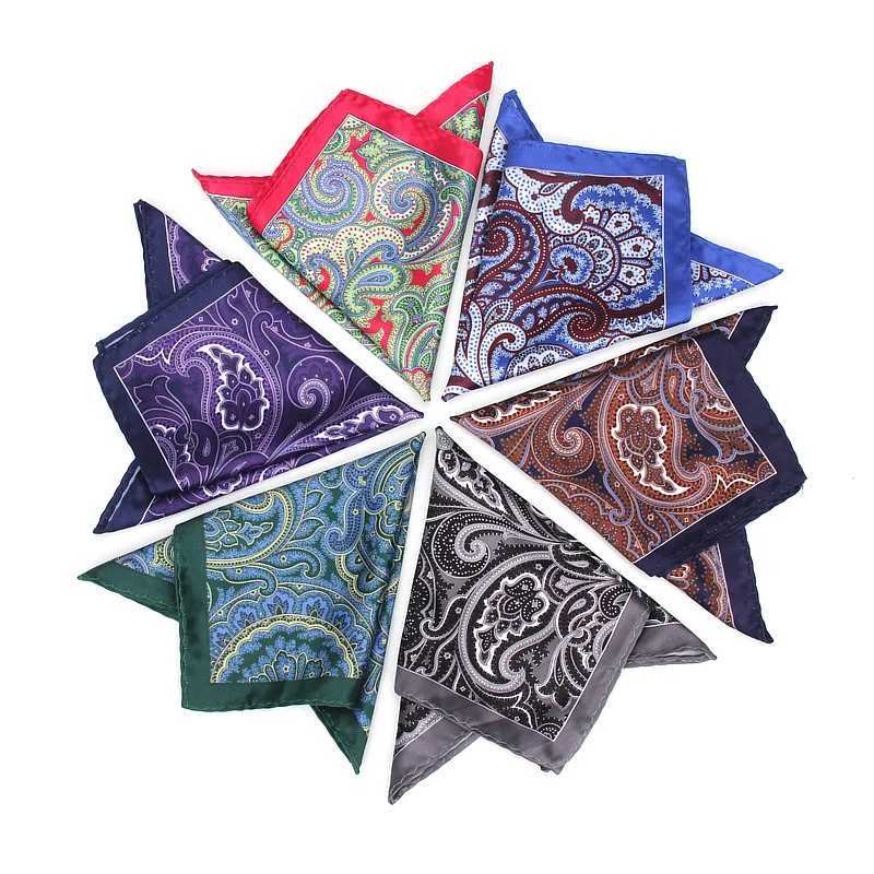 2018 Mens Brand Handkerchief Vintage Paisley Pocket Square Soft Hankies Wedding Party Business Artificial Silk Chest Towel Gift W241213