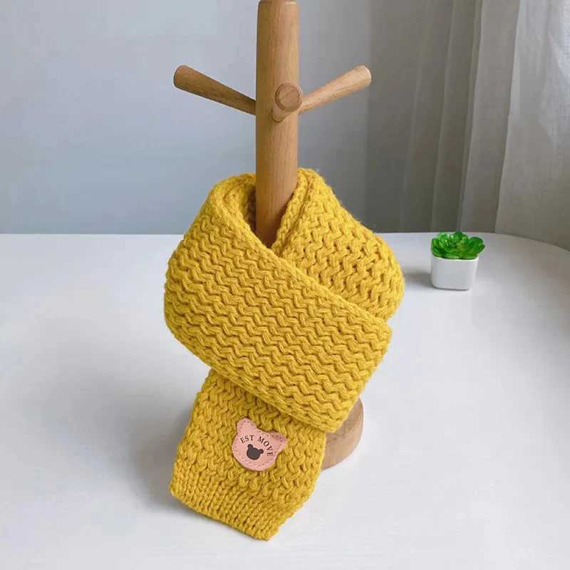 Scarves Wraps Cute Bear Baby Scarf Boys Girls Child Neckerchief Outdoor Keep Warm Fall Winter Knit Scarves for Kids Korean Babies Accessories H241213
