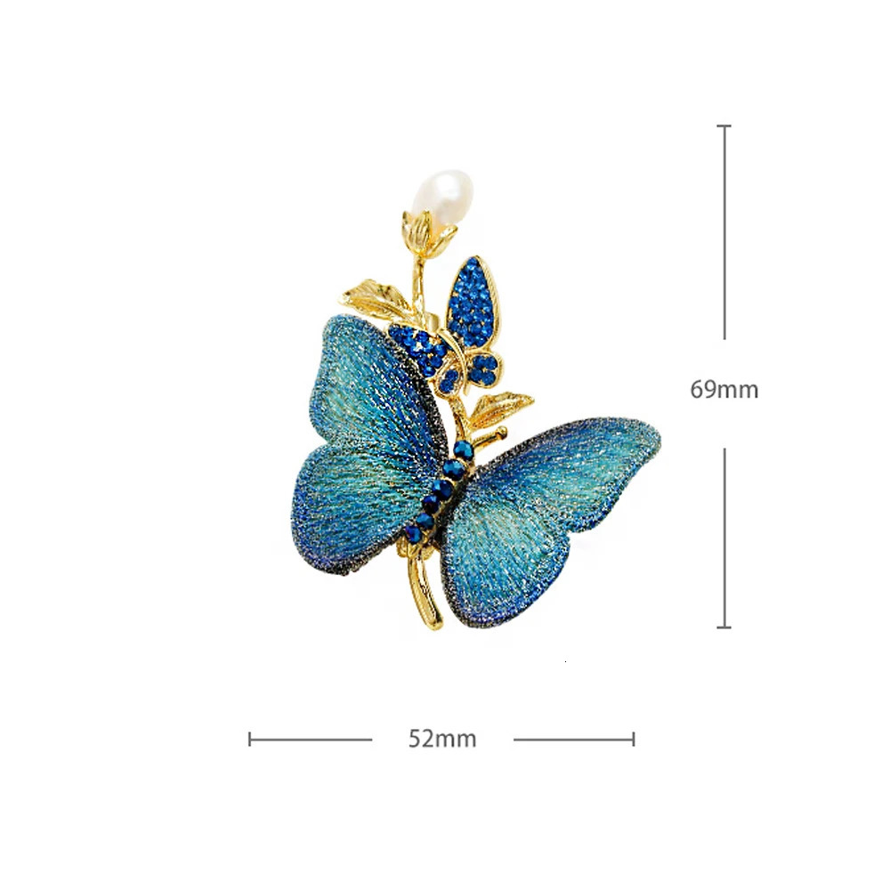 Exquisite embroidered butterfly breast with artificial pearls elegant animal pin womens suit dress birthday gift 241210