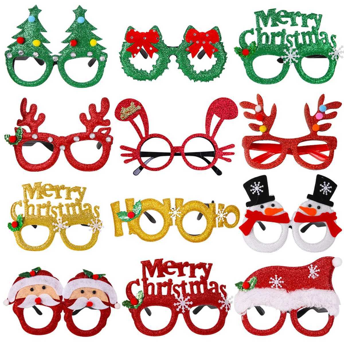 Sunglasses 6pcs Santa Claus Xmas Tree Elk Paper Glasses Frame Christmas Glasses Photo Prop Christmas decorations new year Navidad kids gift H241213
