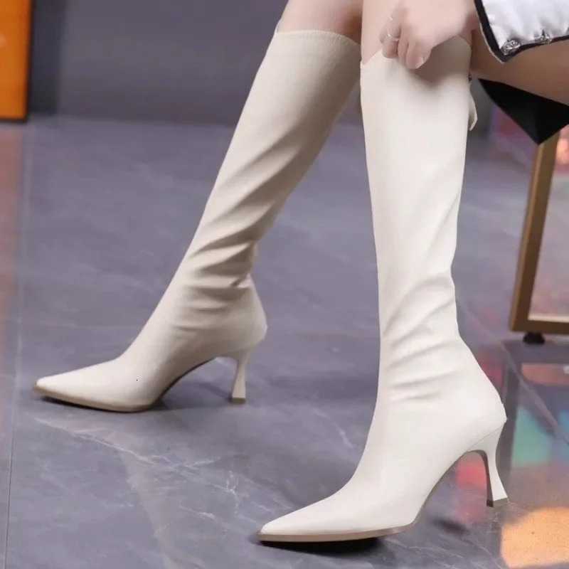 Long Boots Women Shoes Platform Boots Sexy Pointed Side Zipper Lacquer Leather Thin High Heels Over Knee Long Boots 241213
