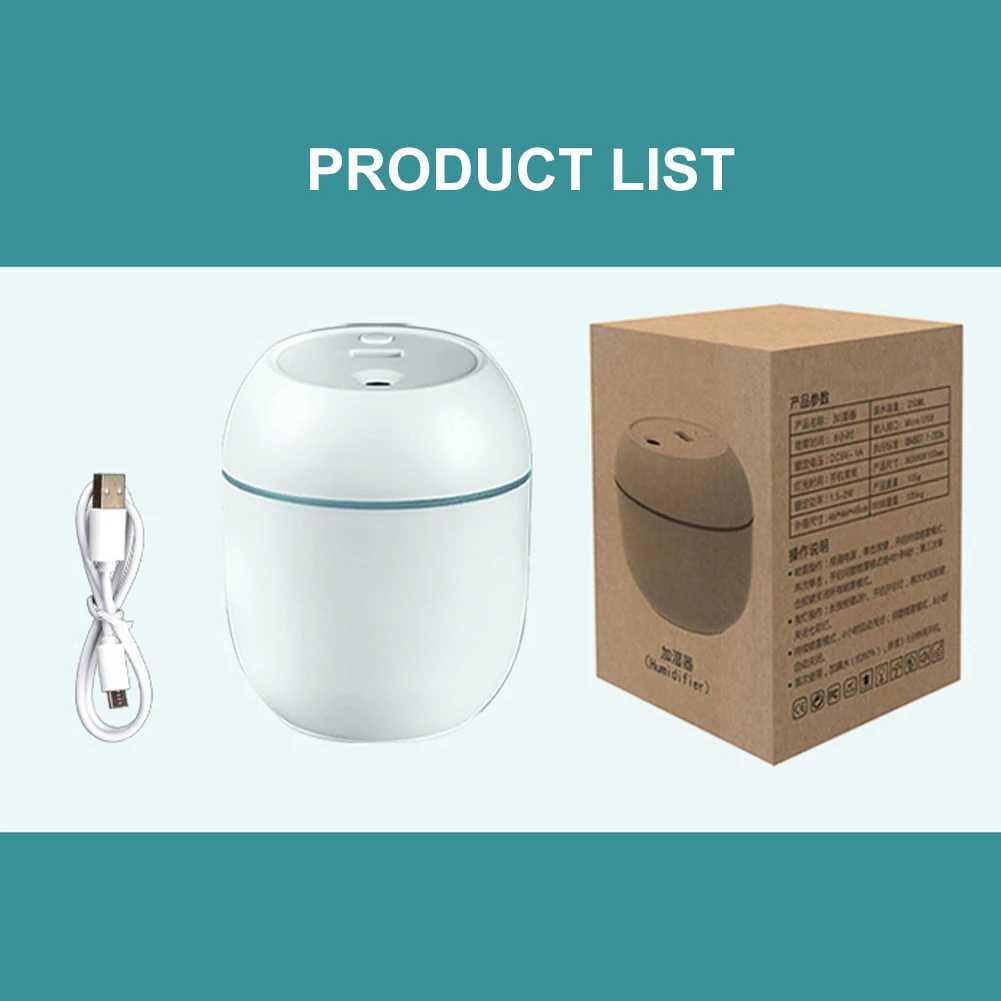 New 200ml Air Humidifier Car Aroma Diffuser Mini USB Essential Oil Diffuser Car Purifier Aroma Anion Mist Maker with LED LampXJ241213