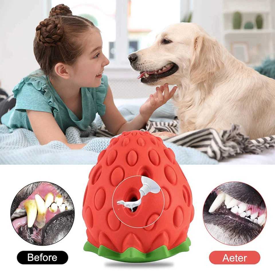 Dog Chewing Toy Rubber Cute Strawberry shaped Food Leakage Toy Durable and Environmentally Friendly Food Distributor Dog Toy X241213