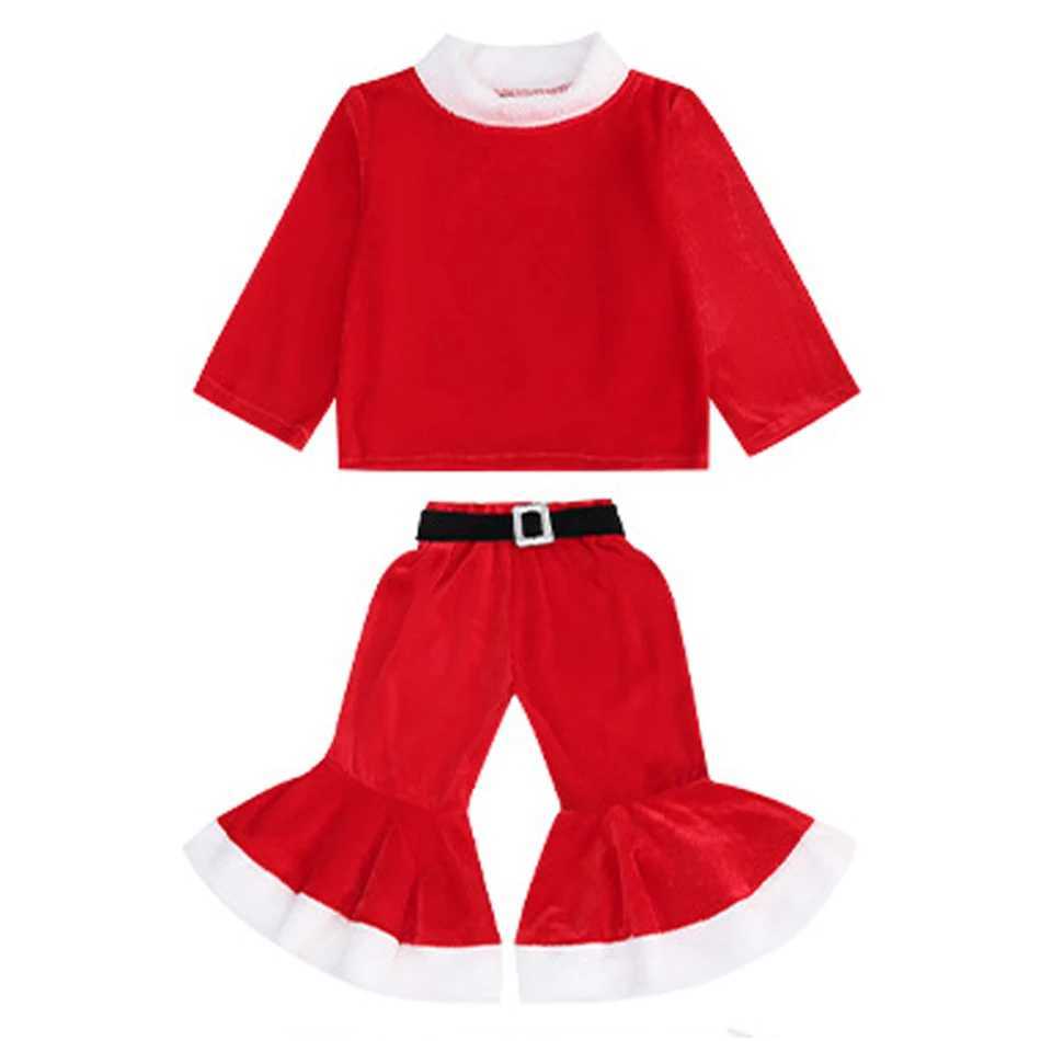 Baby girl boy Christmas costume childrens New Year costume set childrens long sleeved wool top Flare Pants hat Christmas set W241213