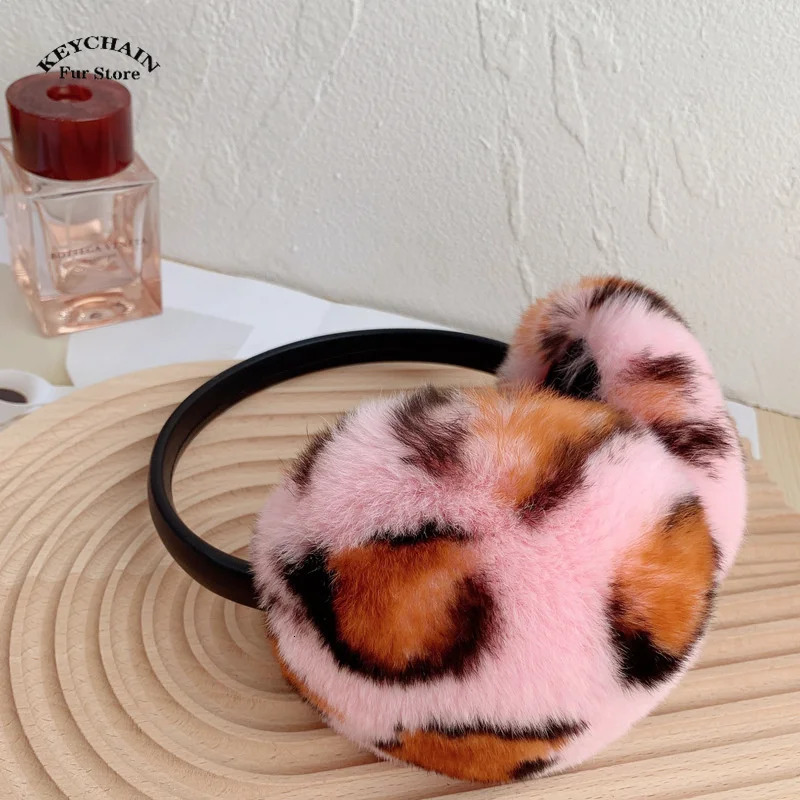Womens Leopard Pattern Earrings Winter Earrings Soft Warm Fur Real Rex Rabbit Earrings Cold Weather Fur Eraser 241211