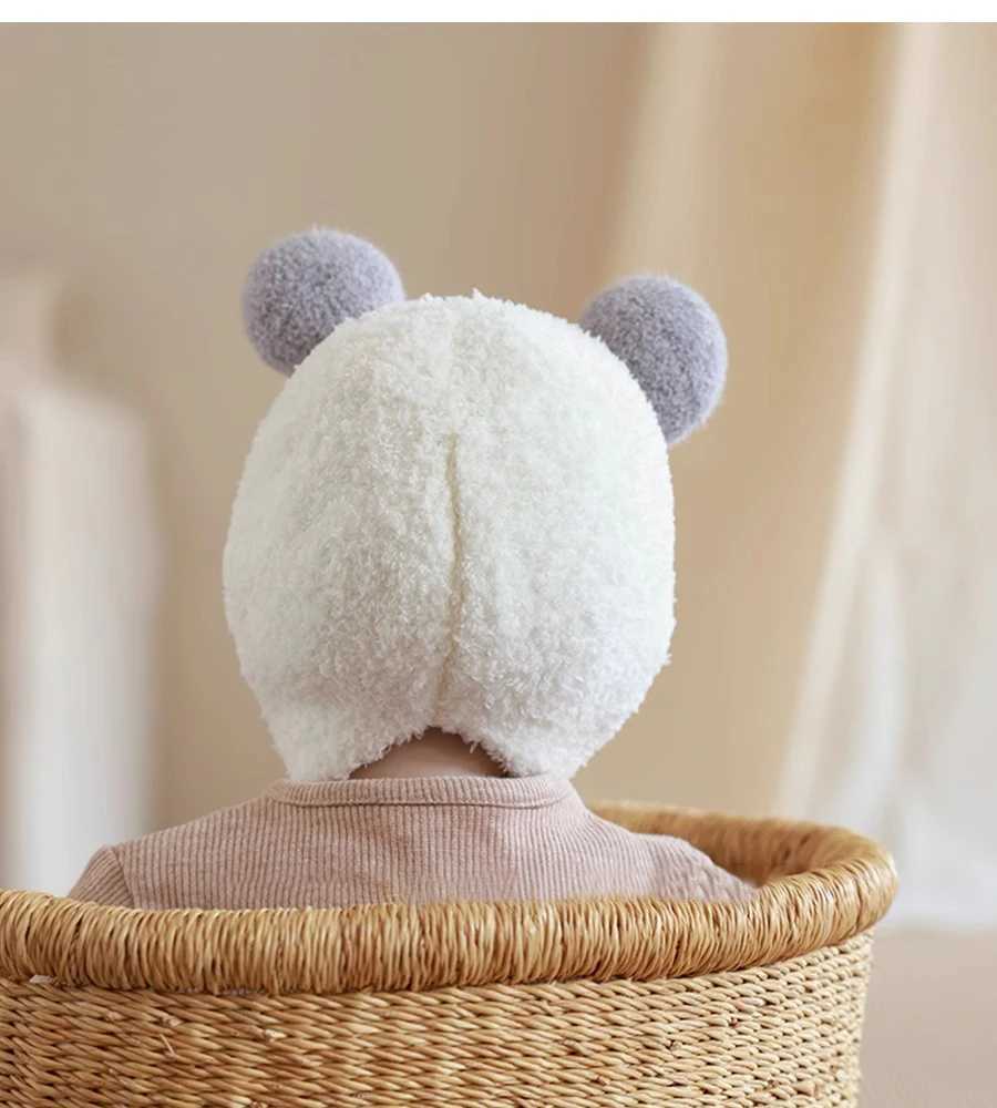 Baby Hat Autumn/Winter Baby Plush Hat Childrens Ear Protection Hat Coral Plush Cute Knitted Boys and Girls Winter SleXJ241213