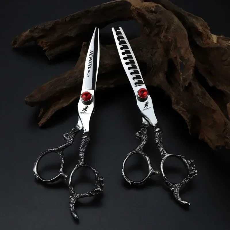 New Arrival Professional Japan 440c Ruby Bearing Hair Scissors Cutting Barber Haircut Thinning Shears Hairdresser Scissors Z241213
