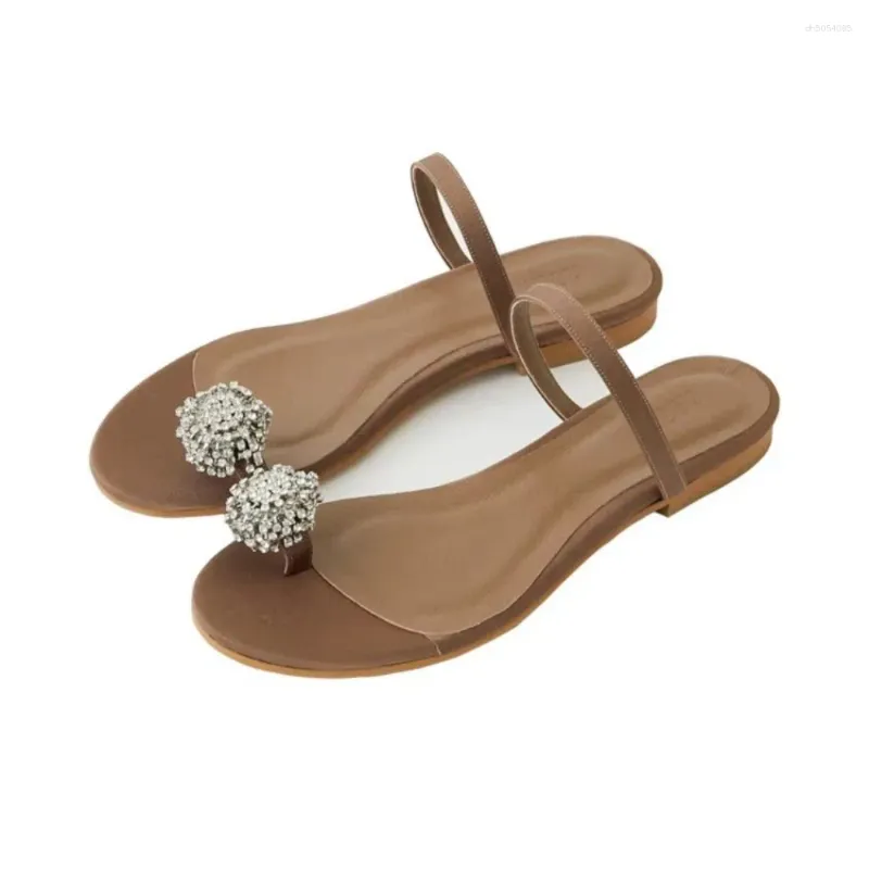 Slippers Simple Flat Rhinestone Non-slip Sandals Home Outdoor For Women