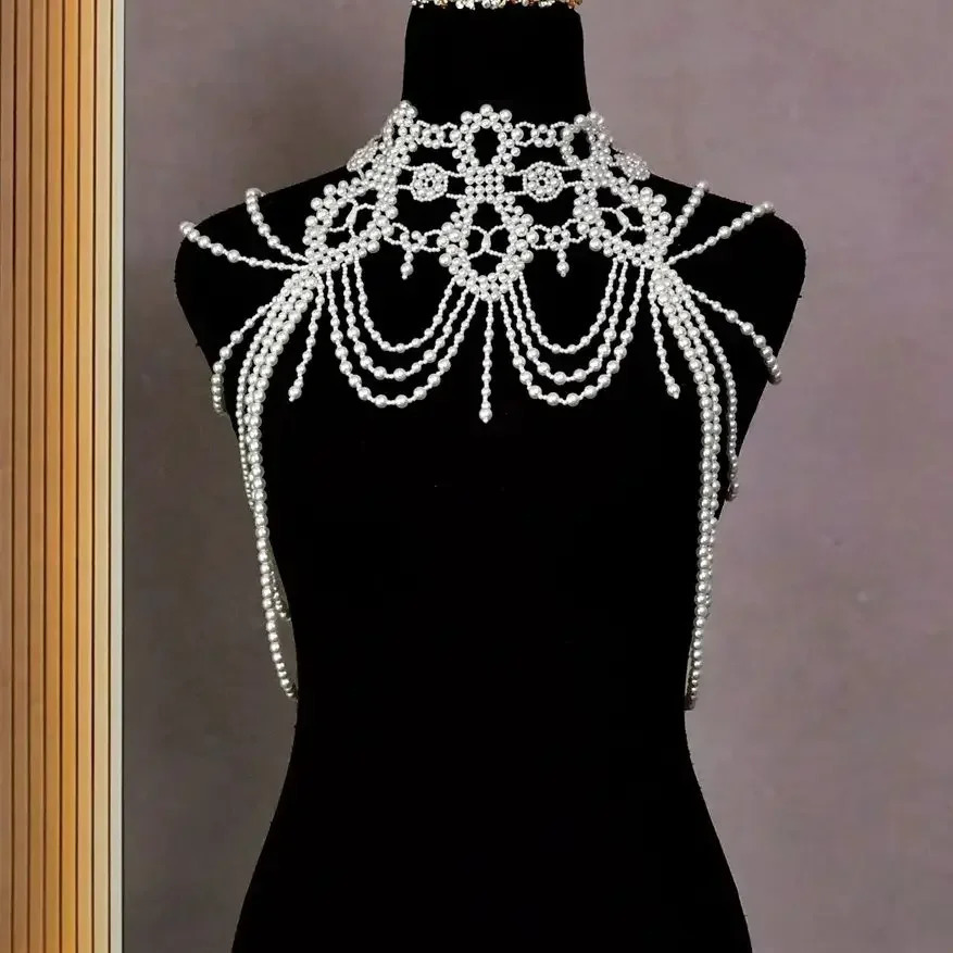 The latest Chinese n body chain accessories Fashion multilayer pearl chest y 241213