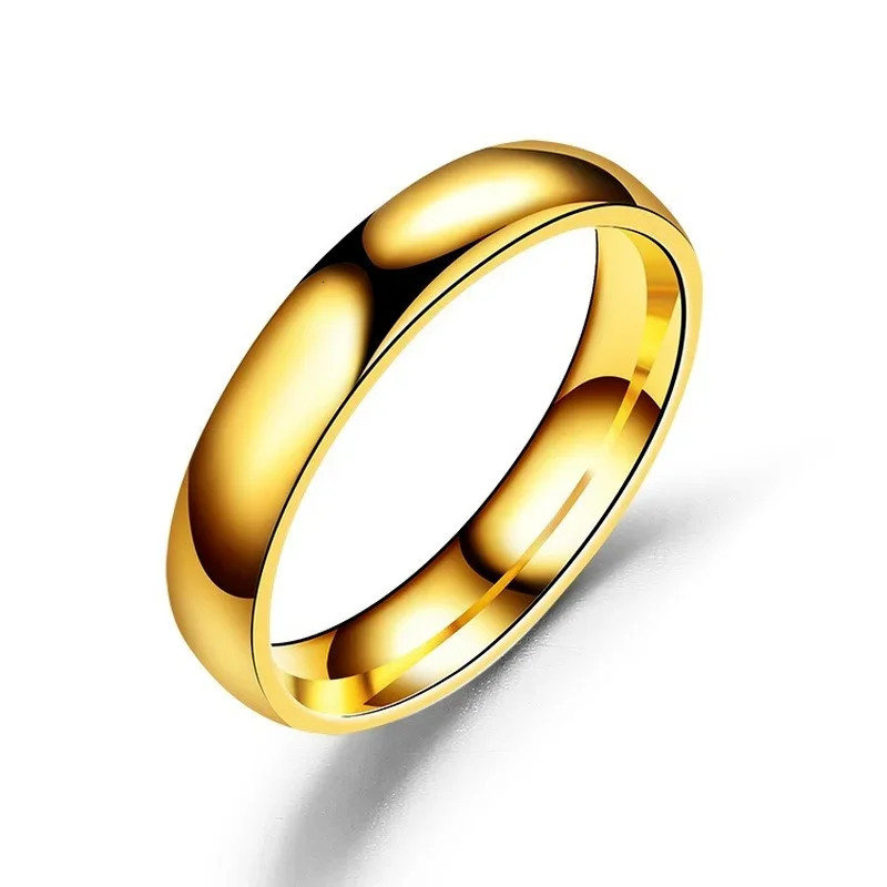 Simple 4mm 6mm ring womens hypoallergenic high polished wedding stainless steel couple finger jewelry gift 241210