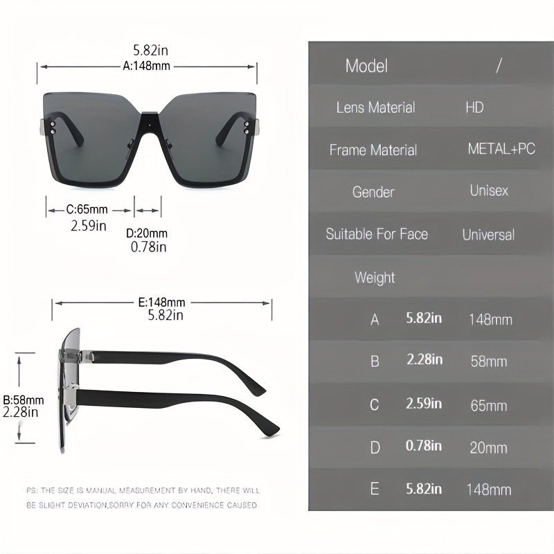 LALAVARA Ladies Rimless Oversized Fashion Trend Driver Driving Outdoor Cycling Sports Fishing Fashion Glasses