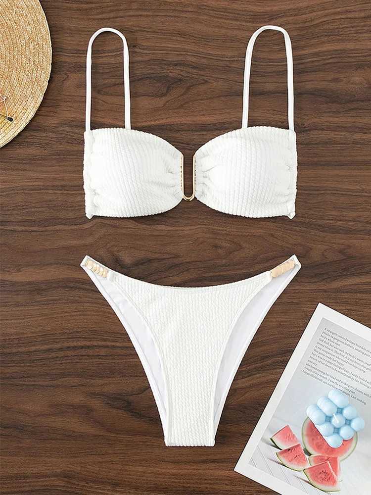 OIINAA Swimwear Women Solid Sexy Bikinis Set Drawstring Beachwear Summer Two-pieces Swimsuit Fa Thong Bather Bathing SuitXJ241212