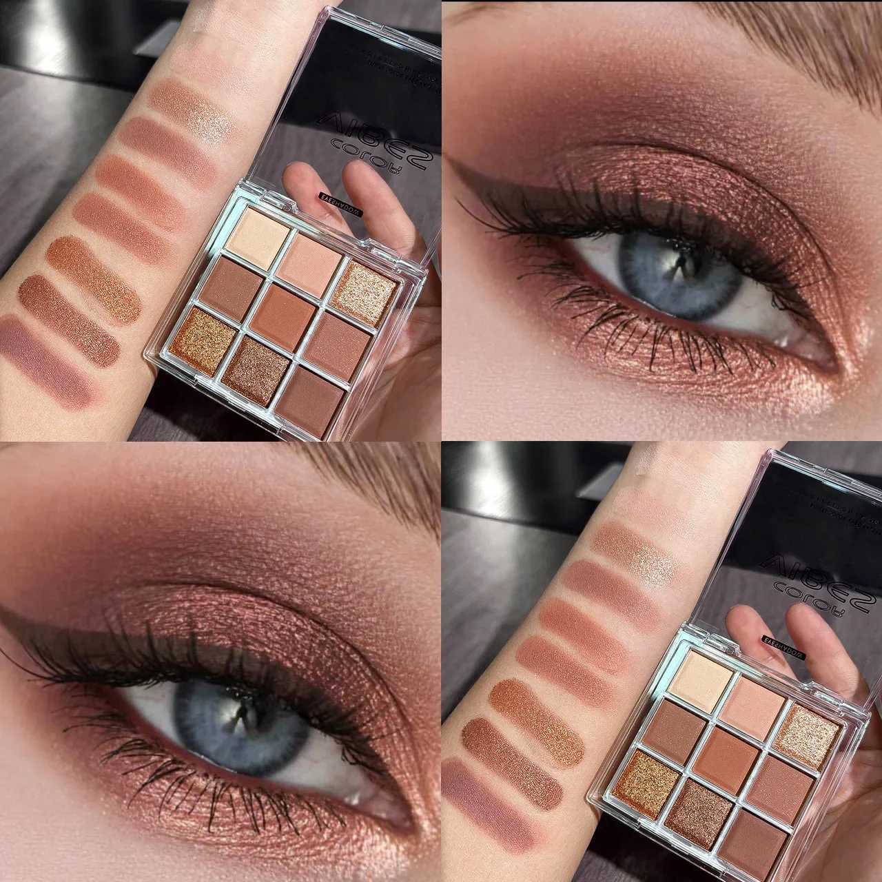 Sexy Charming Deciduous Red Brown Eye Shadow Makeup Palette Chocolate Brown Pearl Glitter Powder Nine Color Eye Shadow Palette W241213