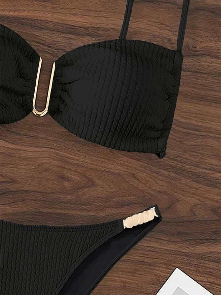 OIINAA Swimwear Women Solid Sexy Bikinis Set Drawstring Beachwear Summer Two-pieces Swimsuit Fa Thong Bather Bathing SuitXJ241212