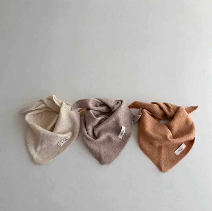 Scarves Wraps Baby Wool Triangle Scarf Autumn Winter Warm Windproof Neckerchief Kids Knitted Towel Solid Boys Girls Childrens Cashmere Scarf H241213