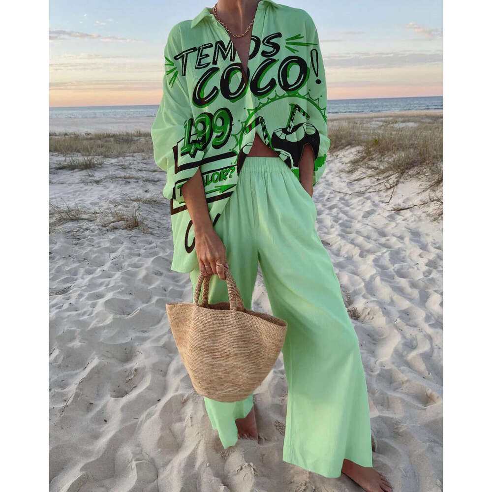 3D Digital Printing Women's Long Sleeved Shirt And Pants Set Pod Custom Trendy Clothing Fashion Casual Temperament