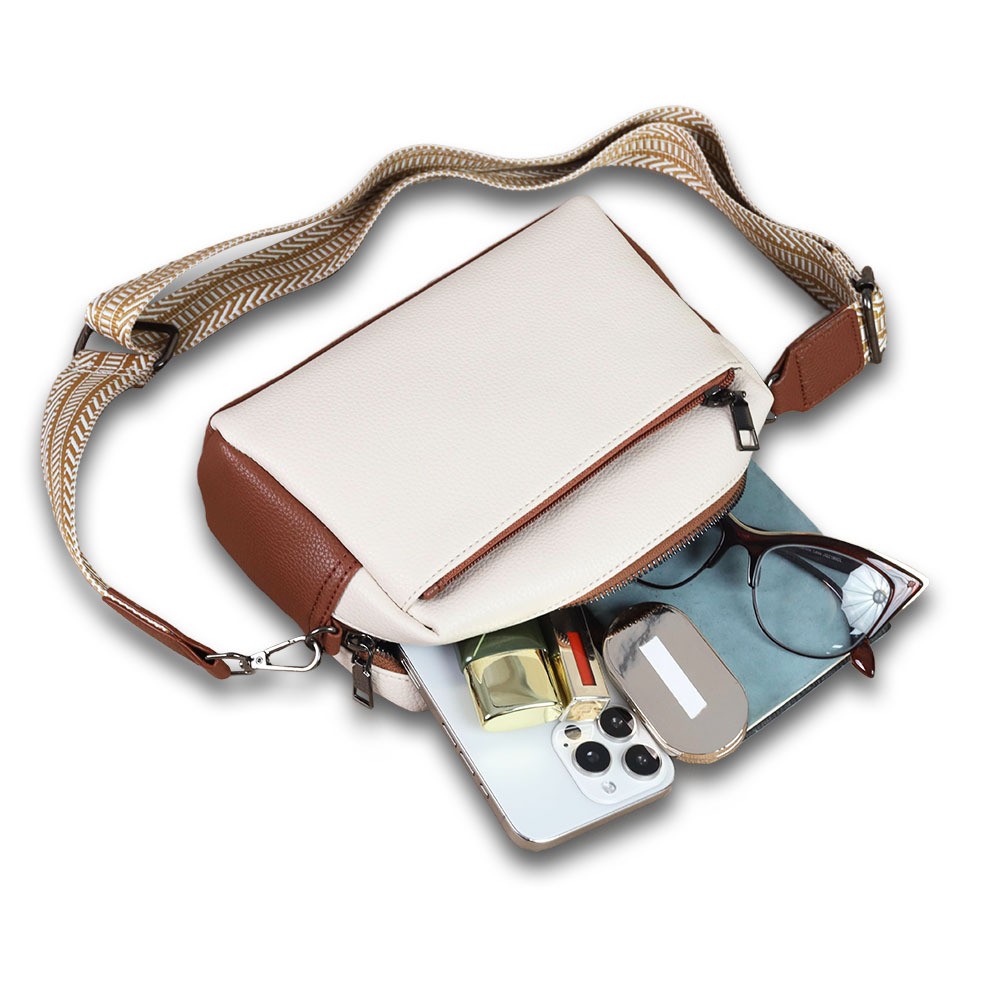 Chic Small Square Vintage Shoulder Bag for Women Featuring Multilayer Zip Design