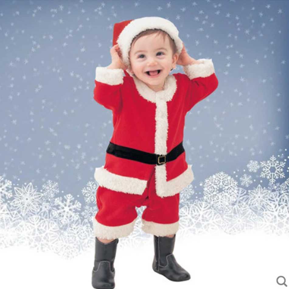 Christmas Cosplay Costume Boys Girls Long Sleeve Kid Carnival Party Santa Claus Kids Costume For 0-12 Years W241213