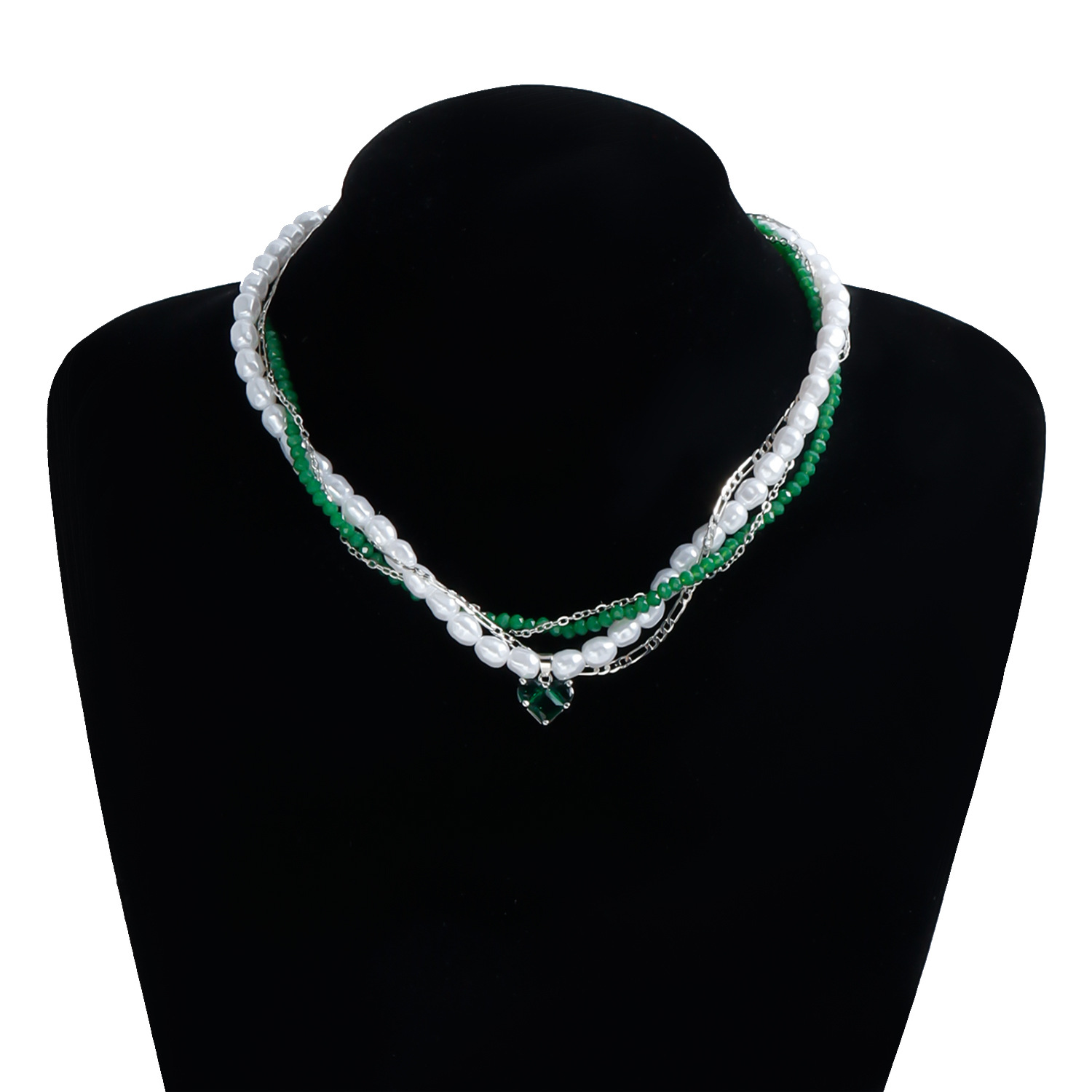 European-Style Pearl Crystal Zircon Heart Pendant Necklace for Women - Light Luxury Layered Choker Y2K Jewelry Party Birthday Wedding Gifts Valentine&