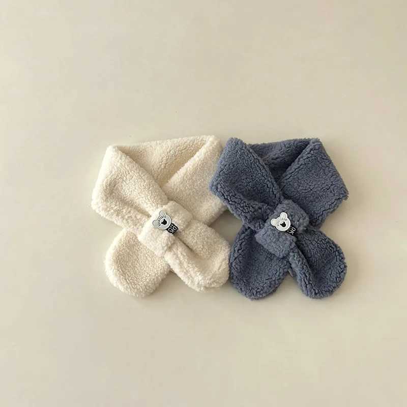 Scarves Wraps New Autumn Winter Children Cute Cartoon Bear Outdoor Warm Scarf Newborn Neckerchief Thicken Baby Boy Girls Soft Scarves for Kids H241213