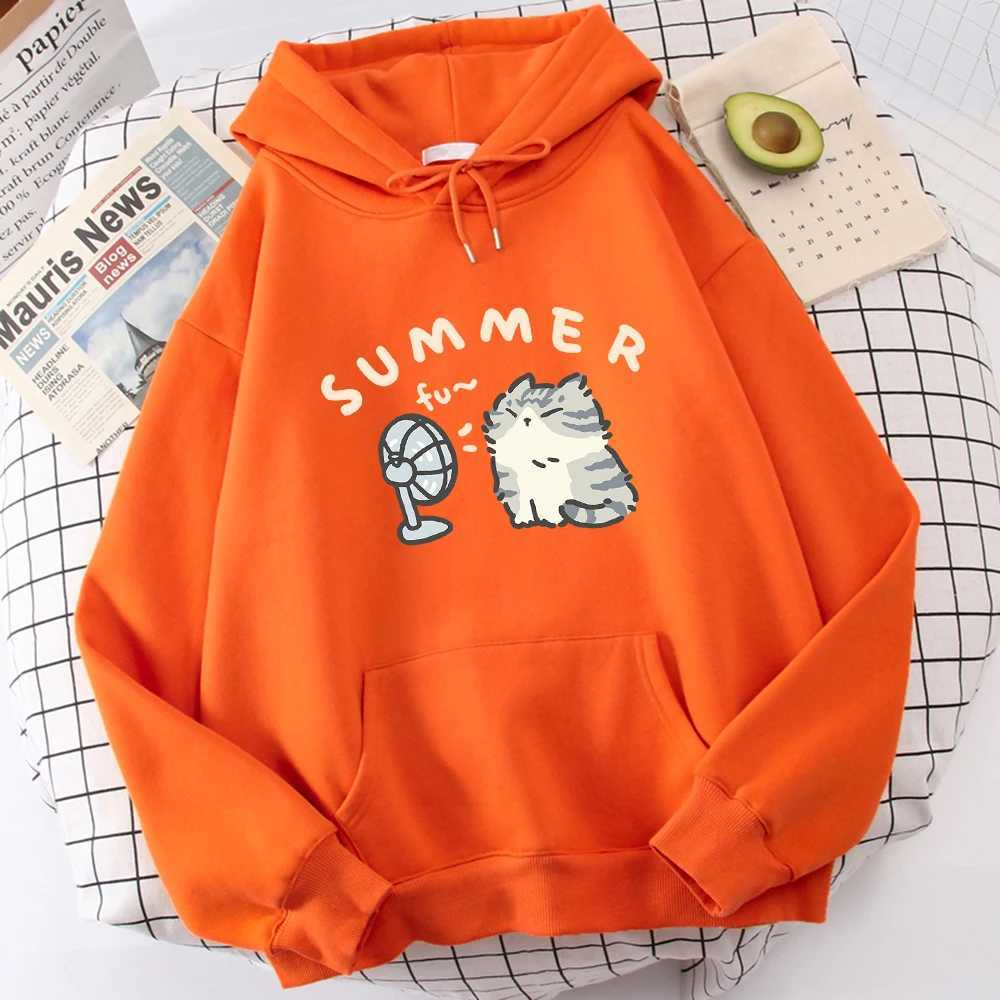 Short Beauty Blowing Fan Fun Print Mens Sweatshirt Breathable Original Street Clothing Graphic Sports Pullover Outdoor Novel Top W241213