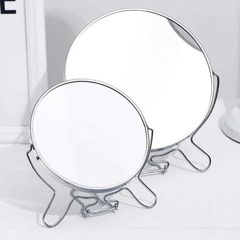 Makeup Cosmetic Mirror 468 Round 360 Degree Rotation 2 Face Tabletop Mirror Magnifier Stainless Steel Makeup Mirror StandingXJ241213