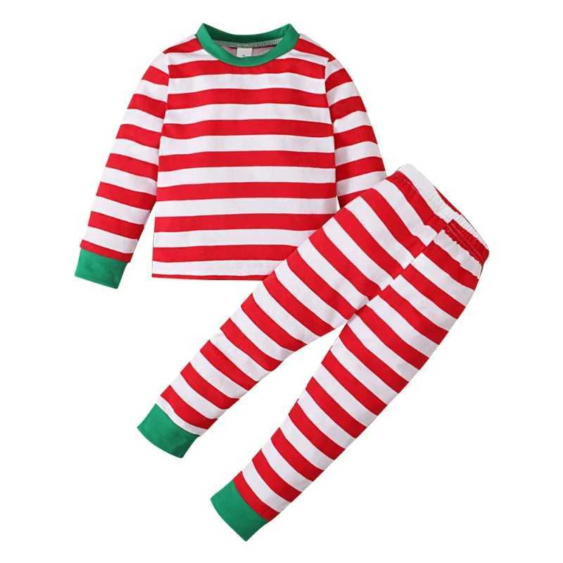 Autumn Childrens Christmas Boys and Girls Family Clothing Striped Two Piece Set Spring Soft Comfortable Home Set W241213