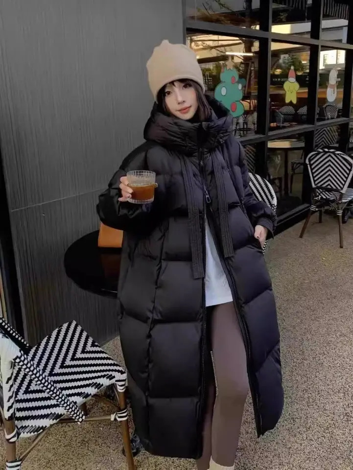Winter jacket womens thick cotton Parka 2024 Korean ultrafine loose hooded long 241212