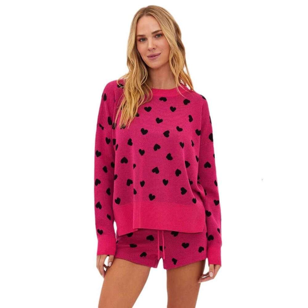 2025 New European and American TEMU Knitted Women's Loose Fashion Love Valentine's Day Sweater Women