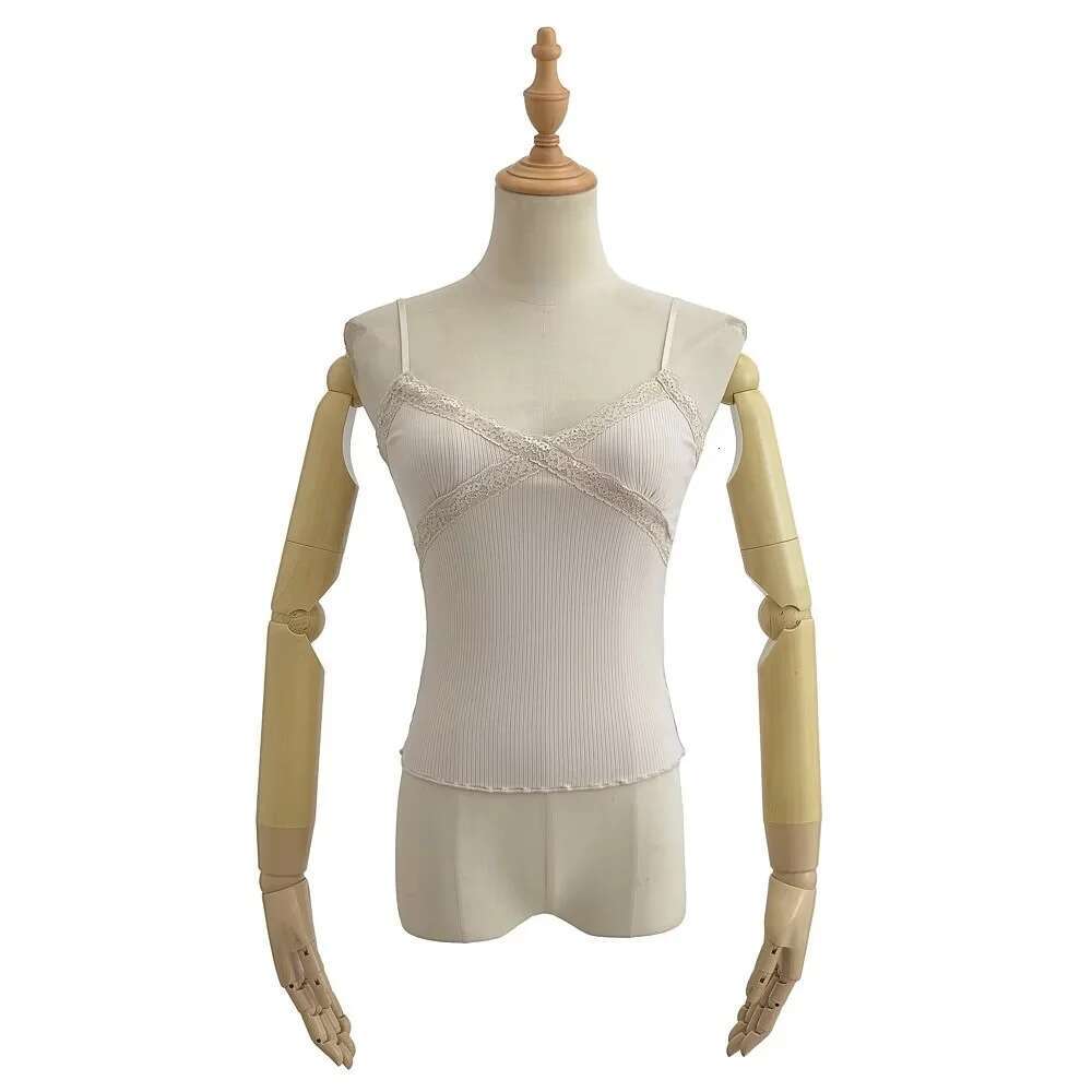 Summer Fresh Edition Lace Edge V-neck Top for Women, Elastic Tight Short Strap Top, 2024 Versatile New Trendy Clothing Ins
