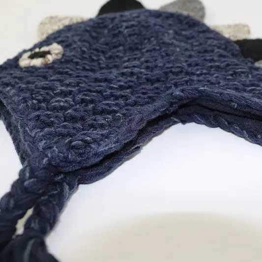 New Winter Double-Layer Cute Dinosaur Knitted Woolen Hat with Ear Covers for Boys and Girls Babies W241213