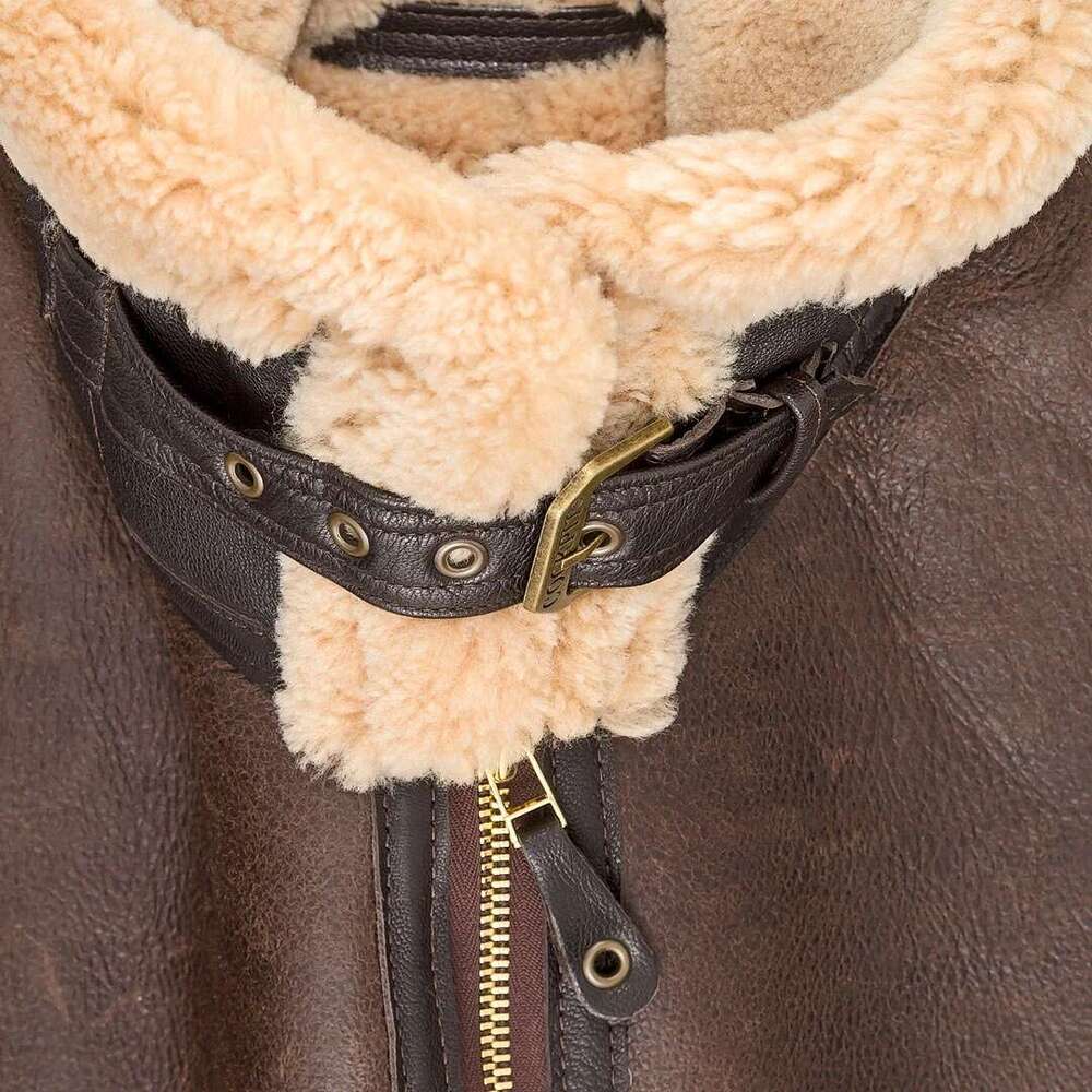 New Faux Leather Plush Integrated Men's Coat With Long Sleeves And Thick Synthetic Fur
