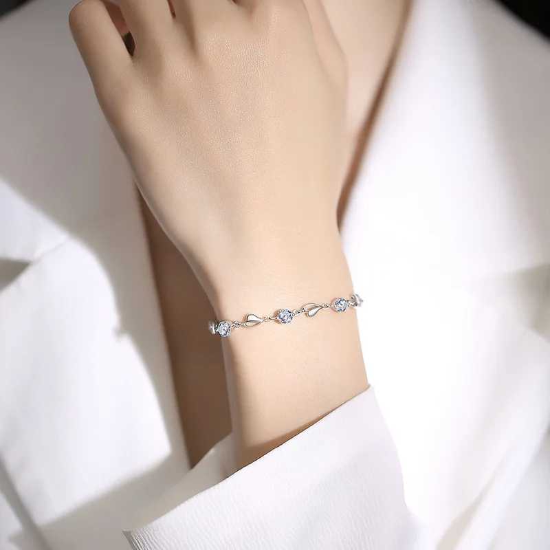 Silver Plated Purple Dazzling Cubic Zirconi Bracelets for Women Girls Fashion Luxury Party Wedding Accories Jewelry GiftsXJ241214