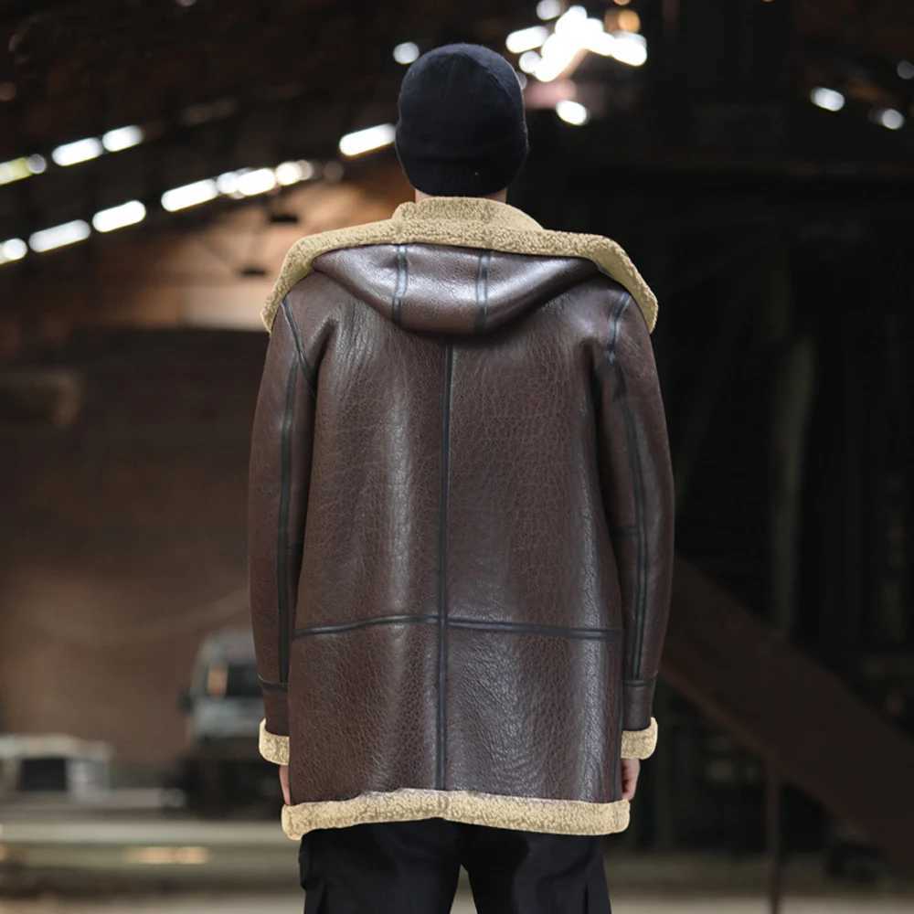 LUHAYESA Fashion Mens Sheepskin Coat Winter Thick Cover True Fur Clothing Brown Warm Wool Sheepskin Genuine Leather Coat W241213