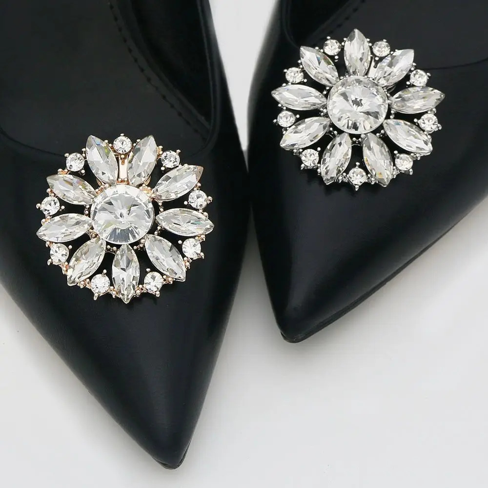 1 piece of womens high-heeled rhinestone shoe decoration clip charm buckle square clip shining clip wedding bride decoration accessory 241213