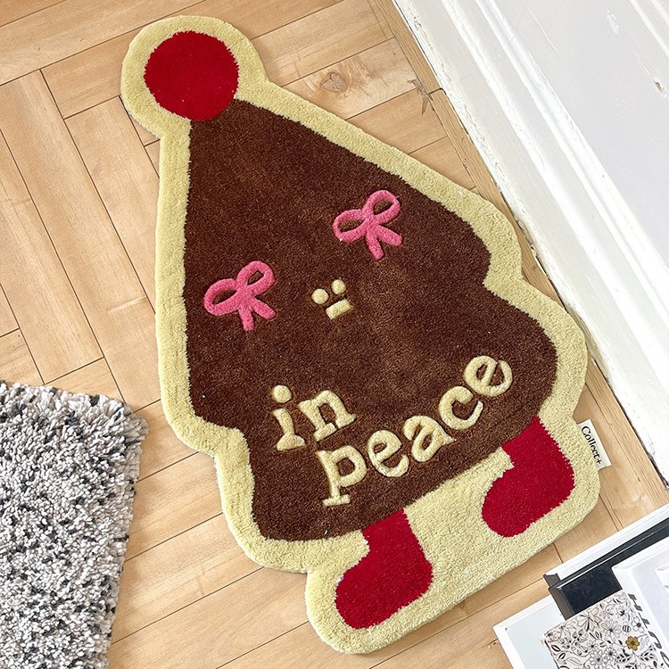 Christmas Bedroom Bedside Blanket Christmas Eve Room Decoration Floor Mat Cartoon Special-shaped Non-slip Wear-resistant Imitation Cashmere Carpe